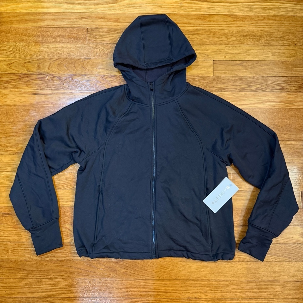 Athleta Altitude Edge Jacket in Black - Size Medium NWT - Fleece Lined, Hooded